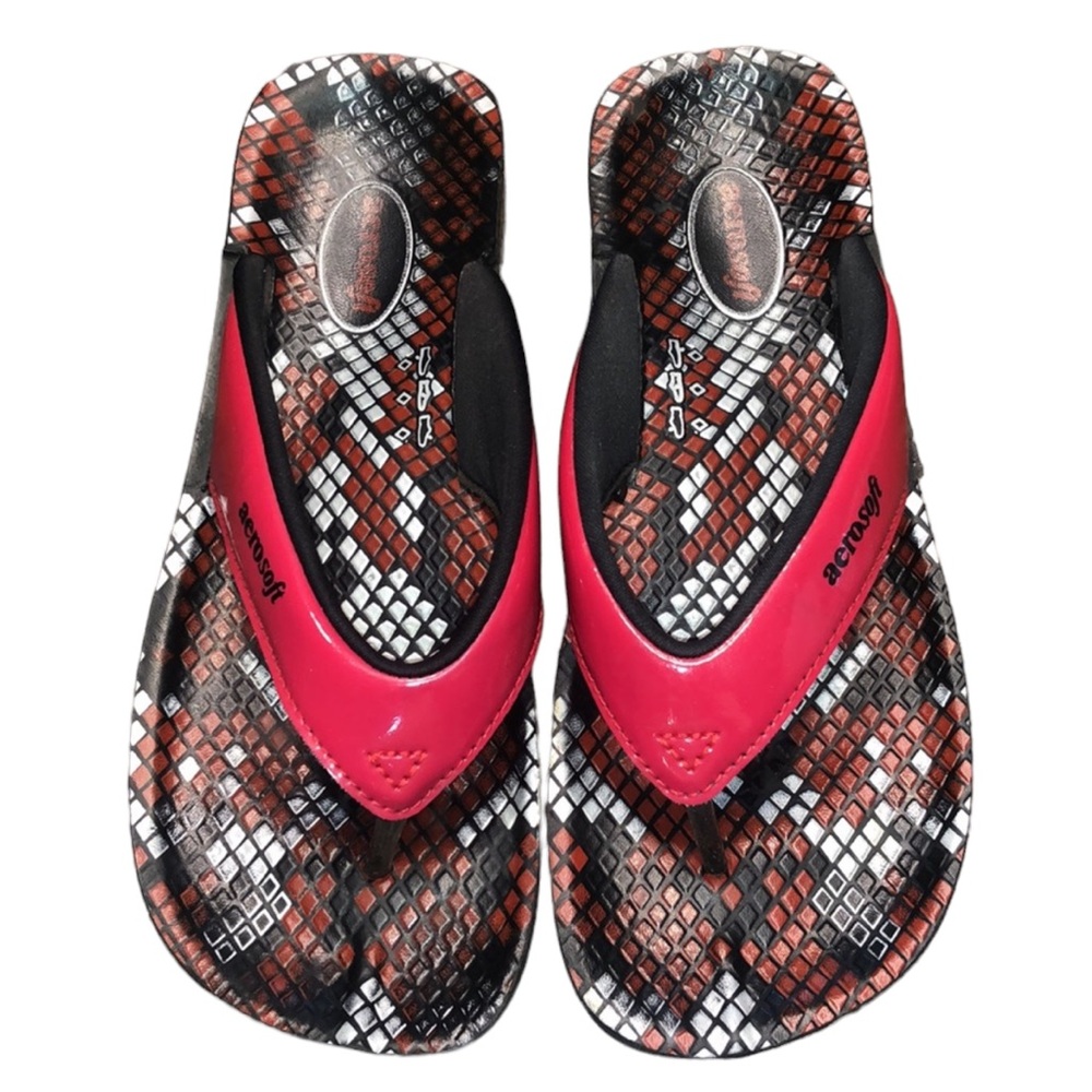 Aerosoft Red Platform Flip Flops